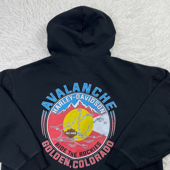 Harley-Davidson Other - Harley Davidson Sweater Mens XL Black Full Zip Hoodie Avalanche Golden Colorado